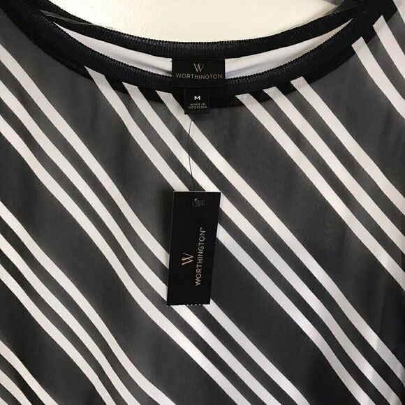 NWT Worthington Striped Blouse - Picture 4 of 7